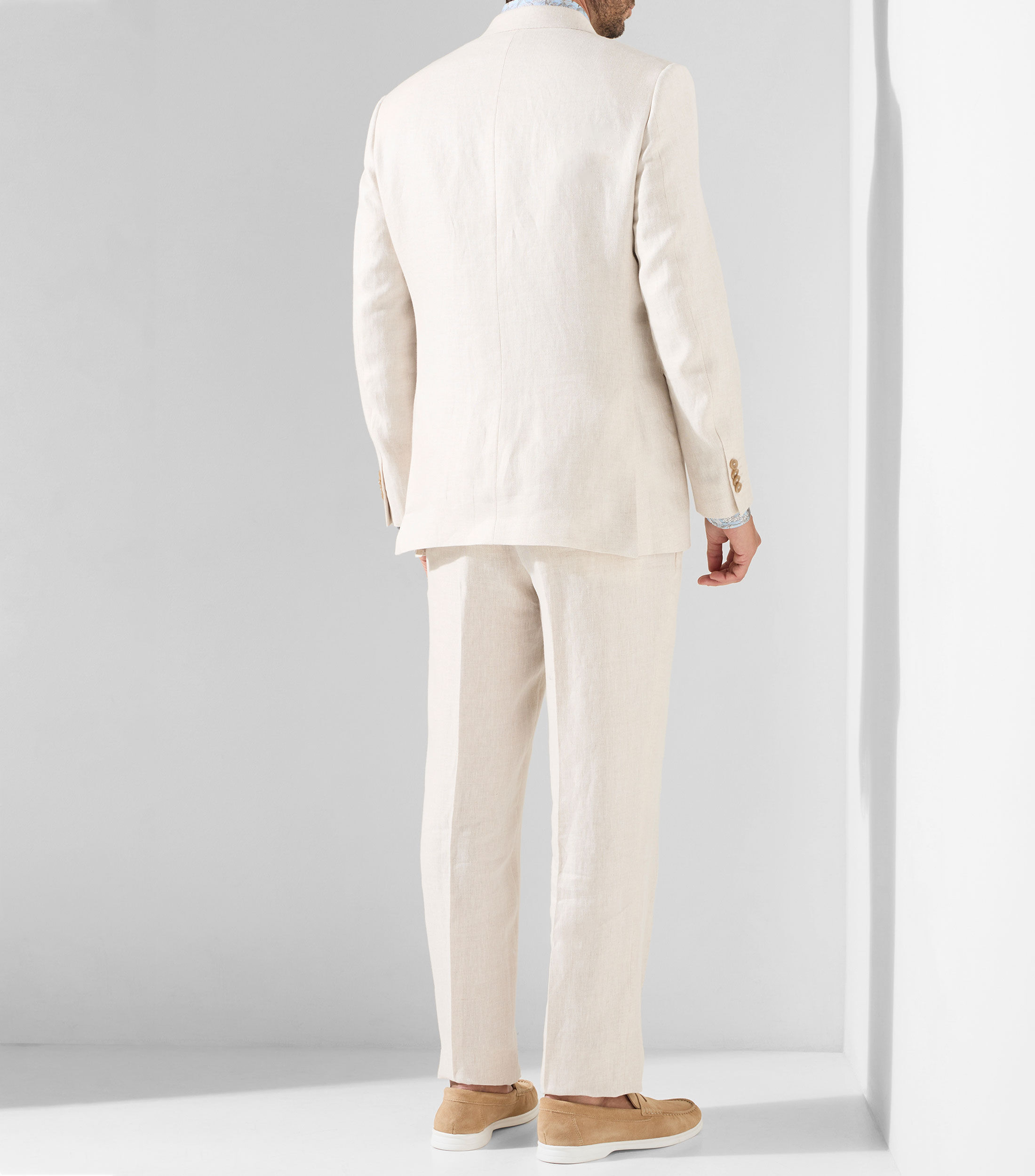 Traje en lino de corte slim liso Hombre